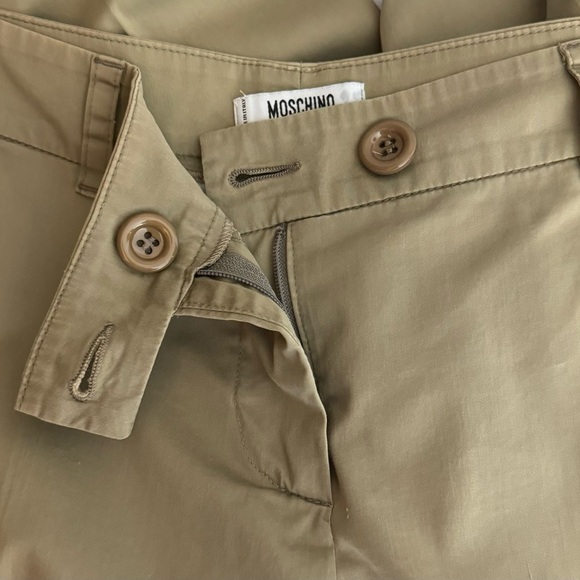 Moschino Cheapandchic | Khaki Straight Leg Pants Front Pleat Low Rise Button Zip - Picture 10 of 10